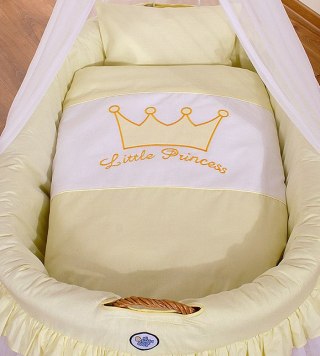 Kosz Mojżesza wiklinowy z baldachimem - Little Prince kremowy