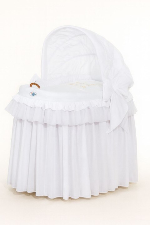 Kosz Mojżesza wiklinowy ze składaną budką - Little Prince biały