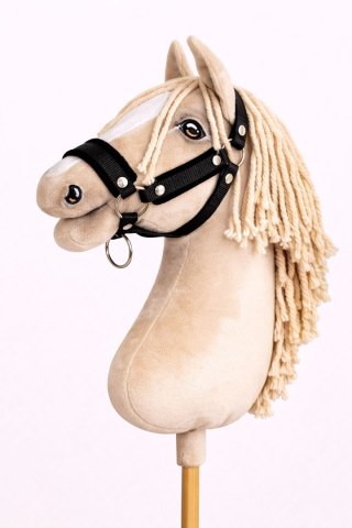 Kantar regulowany dla konia Hobby Horse A3 czarny z czarnym futerkiem