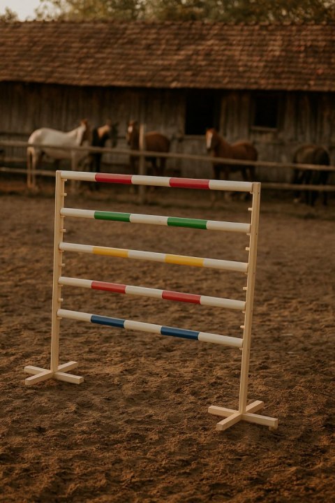 Przeszkoda skokowa do Hobby Horse 120cm, dwie belki - niebieska i żółta