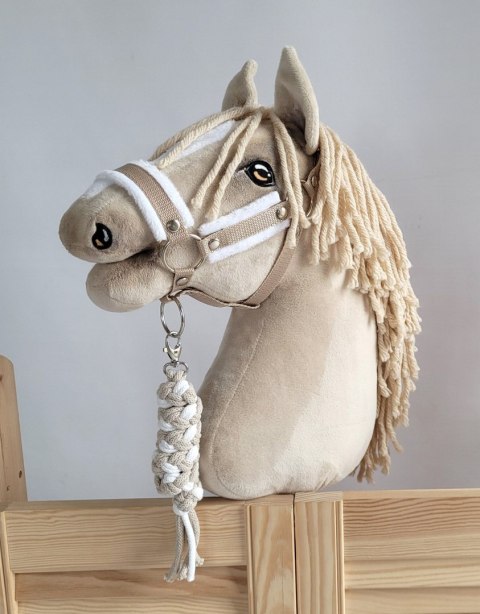 Uwiąz dla konia Hobby Horse pleciony ze sznurka - biało-beżowy