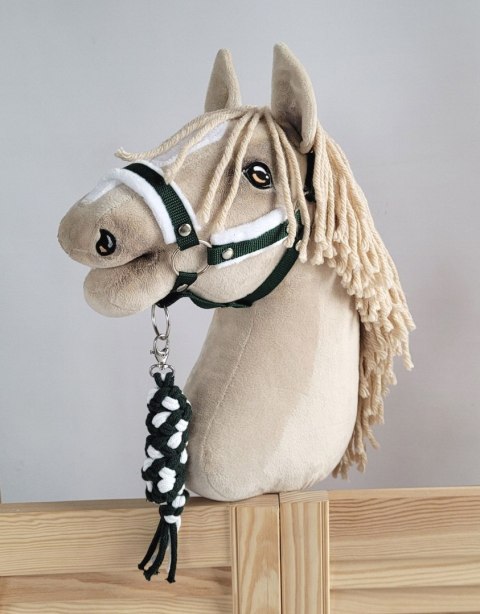 Uwiąz dla konia Hobby Horse pleciony ze sznurka - biało-butelkowa zieleń