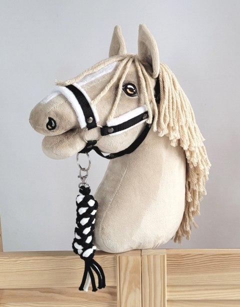 Uwiąz dla konia Hobby Horse pleciony ze sznurka - biało-czarny