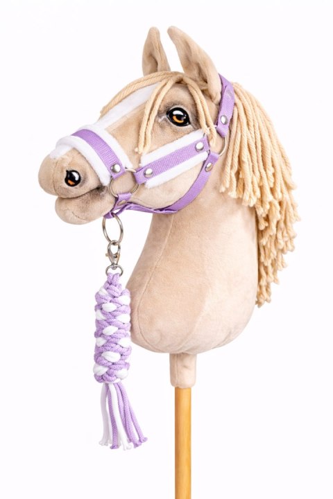 Uwiąz dla konia Hobby Horse pleciony ze sznurka - biało-fioletowy