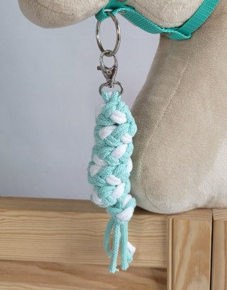 Uwiąz dla konia Hobby Horse pleciony ze sznurka - biało-miętowy