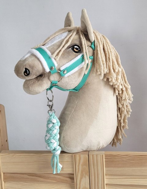 Uwiąz dla konia Hobby Horse pleciony ze sznurka - biało-miętowy