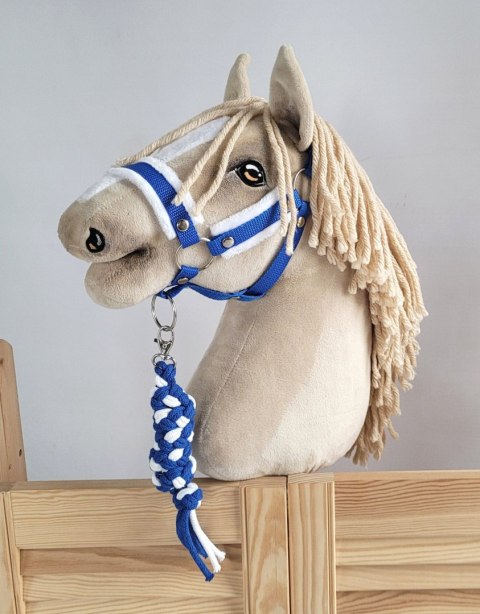 Uwiąz dla konia Hobby Horse pleciony ze sznurka - biało-niebieski