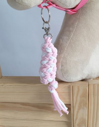 Uwiąz dla konia Hobby Horse pleciony ze sznurka - biało-różowy