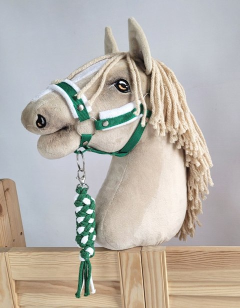 Uwiąz dla konia Hobby Horse pleciony ze sznurka - biało-zielony