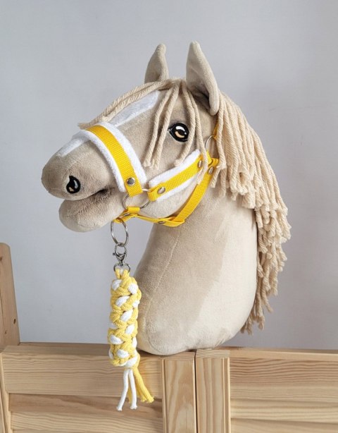 Uwiąz dla konia Hobby Horse pleciony ze sznurka - biało-żółty