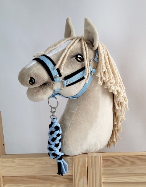 Uwiąz dla konia Hobby Horse pleciony ze sznurka - czarno-błękitny