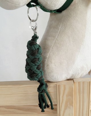 Uwiąz dla konia Hobby Horse pleciony ze sznurka - czarno-butelkowa zieleń