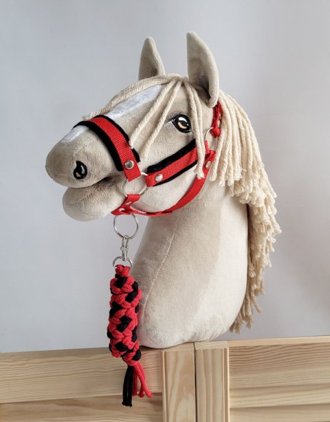 Uwiąz dla konia Hobby Horse pleciony ze sznurka - czarno-czerwony