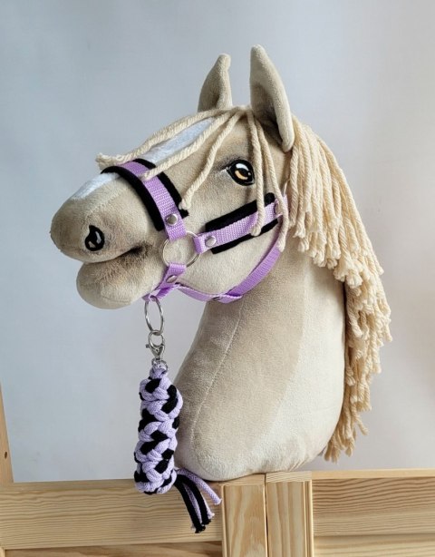 Uwiąz dla konia Hobby Horse pleciony ze sznurka - czarno-fioletowy