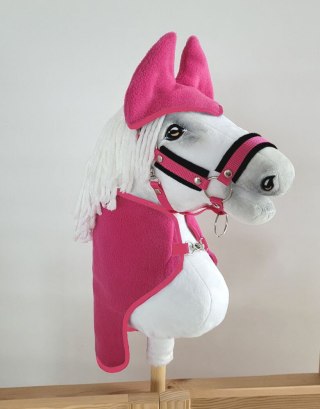 Zestaw dla Hobby Horse A3: polarowa derka + nauszniki - ciemny różowy