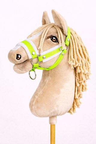 Kantar regulowany dla konia Hobby Horse A3 neon green białym futerkiem
