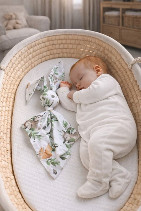 Miękka przytulanka DOUDOU kocyk króliczek z bawełny - Woodland green