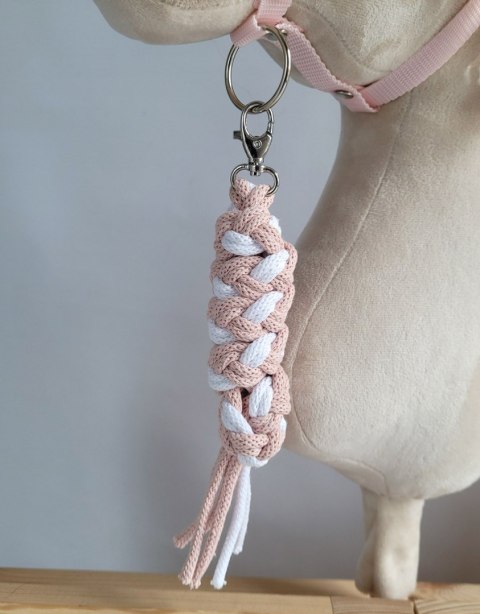 Uwiąz dla konia Hobby Horse pleciony ze sznurka - biało-pudrowy róż