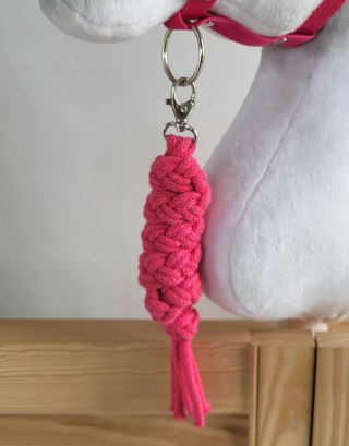 Uwiąz dla konia Hobby Horse pleciony ze sznurka - ciemny róż