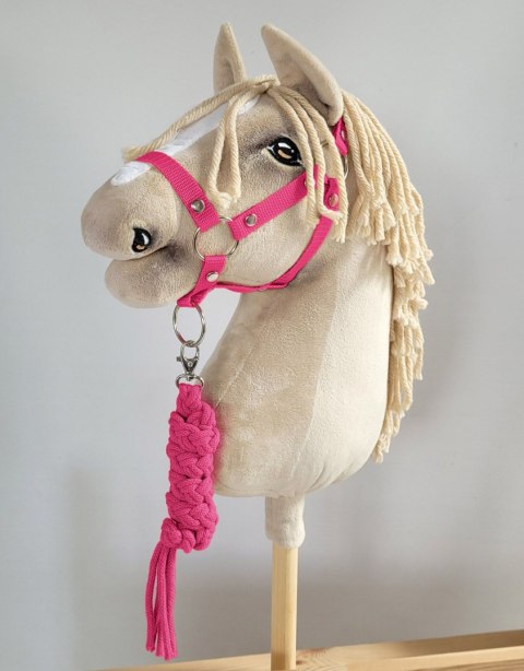 Uwiąz dla konia Hobby Horse pleciony ze sznurka - ciemny róż