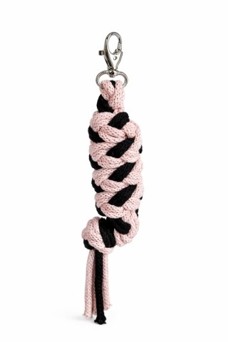Uwiąz dla konia Hobby Horse pleciony ze sznurka - czarno- pudrowy róż