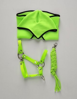 Uwiąz dla konia Hobby Horse pleciony ze sznurka - neon green
