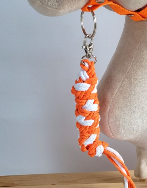 Uwiąz dla konia Hobby Horse pleciony ze sznurka - neon orange/ biały
