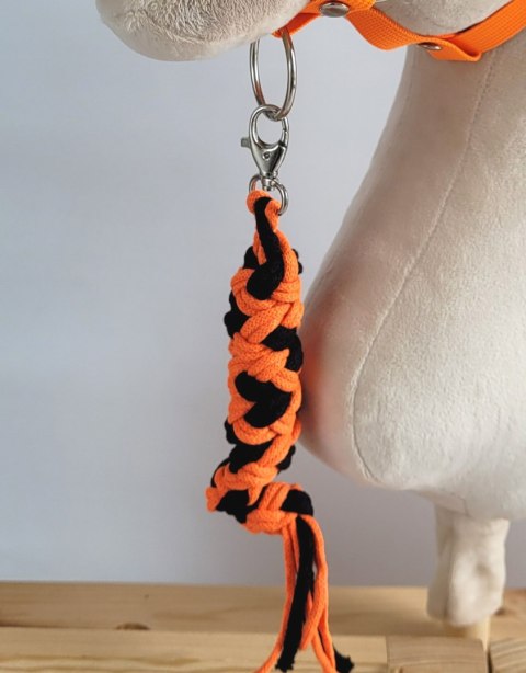 Uwiąz dla konia Hobby Horse pleciony ze sznurka - neon orange/ czarny