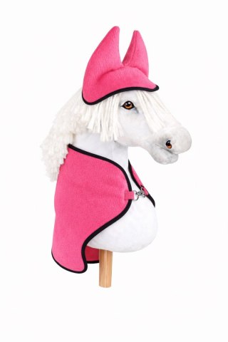 Zestaw dla Hobby Horse uniwersalny A4 i A5: polarowa derka + nauszniki - neon pink