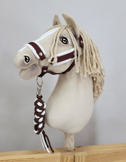 Uwiąz dla konia Hobby Horse pleciony ze sznurka - biało-brązowy