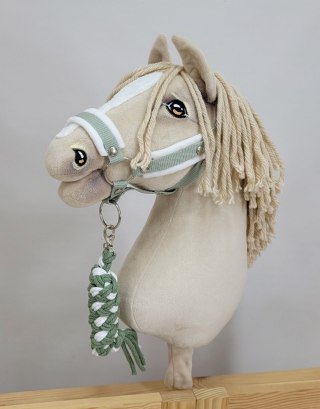 Uwiąz dla konia Hobby Horse pleciony ze sznurka - biało-szałwia