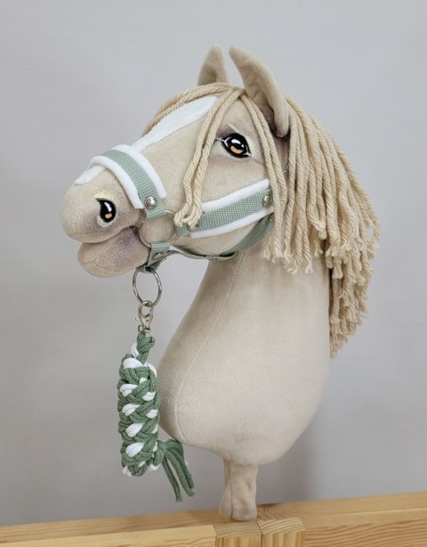 Uwiąz dla konia Hobby Horse pleciony ze sznurka - biało-szałwia