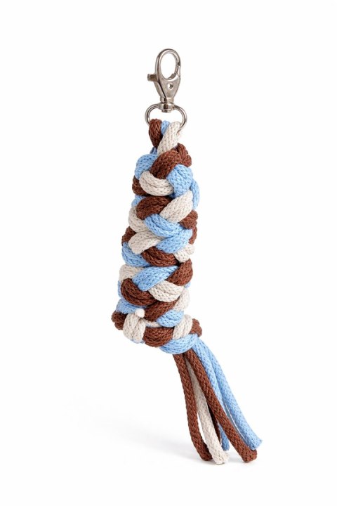 Uwiąz dla konia Hobby Horse pleciony ze sznurka - błękit/ jasny beż/ brąz