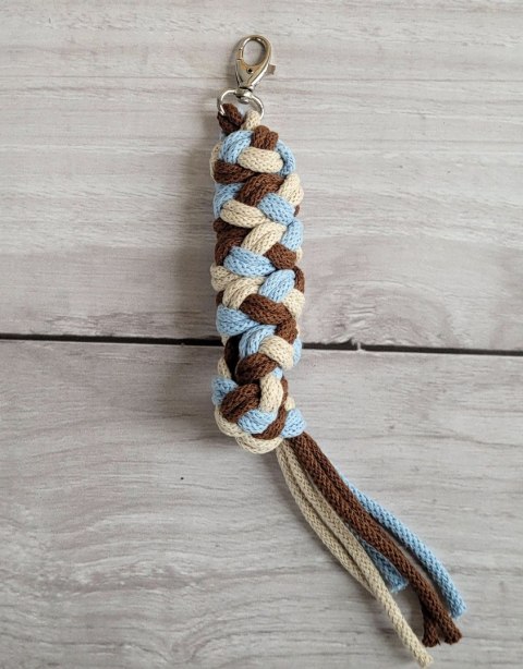 Uwiąz dla konia Hobby Horse pleciony ze sznurka - błękit/ jasny beż/ brąz