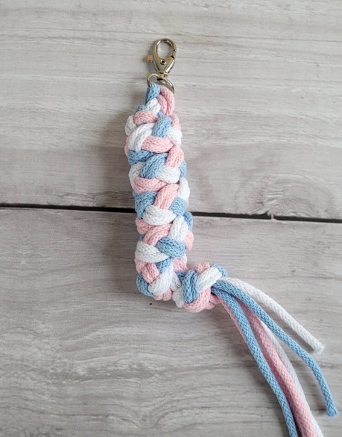 Uwiąz dla konia Hobby Horse pleciony ze sznurka - błękit/ jasny róż/ biały