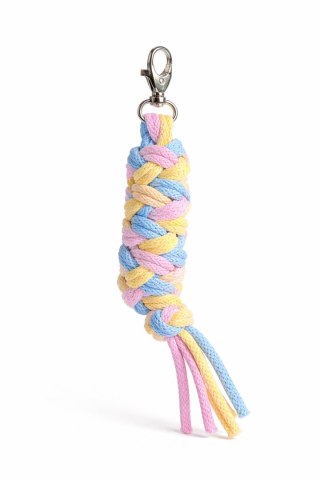 Uwiąz dla konia Hobby Horse pleciony ze sznurka - błękit/ jasny róż/ żółty