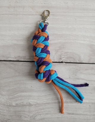 Uwiąz dla konia Hobby Horse pleciony ze sznurka - ciemny fiolet/ turkus/ terracota