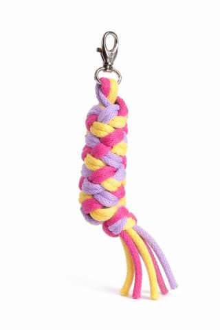 Uwiąz dla konia Hobby Horse pleciony ze sznurka - ciemny róż/ fiolet/ żółty