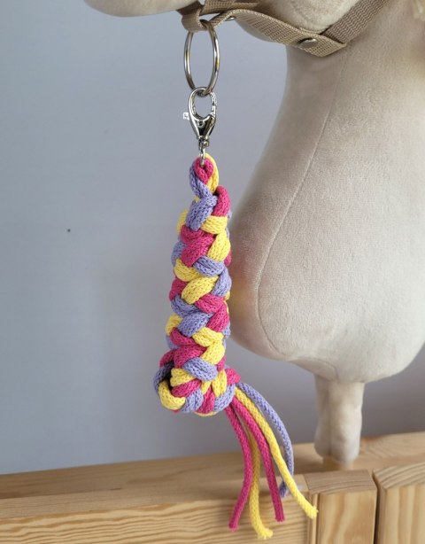 Uwiąz dla konia Hobby Horse pleciony ze sznurka - ciemny róż/ fiolet/ żółty