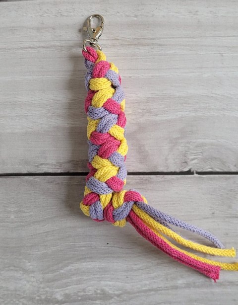 Uwiąz dla konia Hobby Horse pleciony ze sznurka - ciemny róż/ fiolet/ żółty