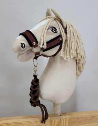 Uwiąz dla konia Hobby Horse pleciony ze sznurka - czarno- brązowy