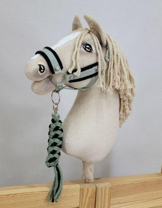 Uwiąz dla konia Hobby Horse pleciony ze sznurka - czarno- szałwia