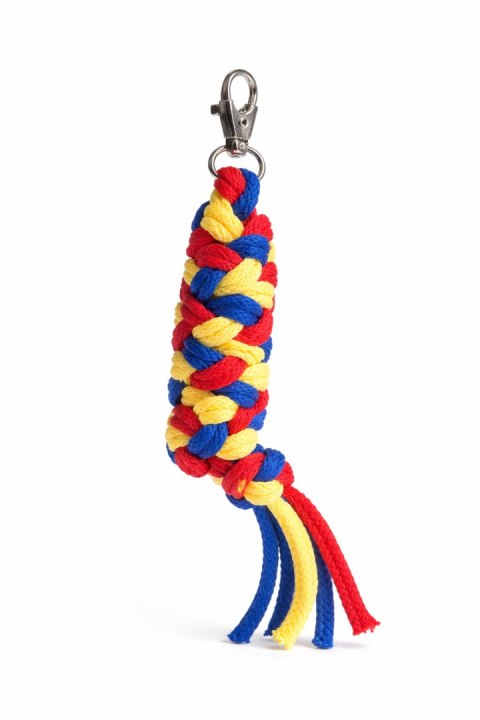 Uwiąz dla konia Hobby Horse pleciony ze sznurka - czerwony/ niebieski/ żółty