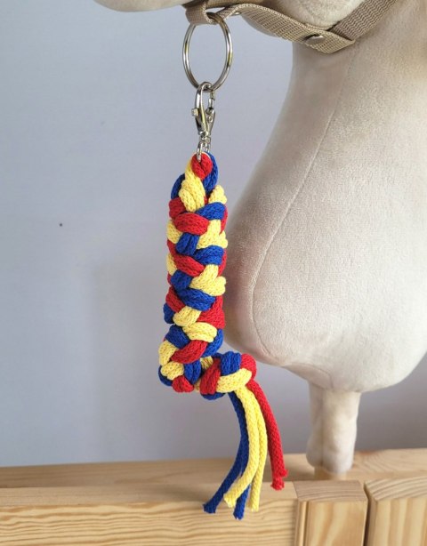 Uwiąz dla konia Hobby Horse pleciony ze sznurka - czerwony/ niebieski/ żółty