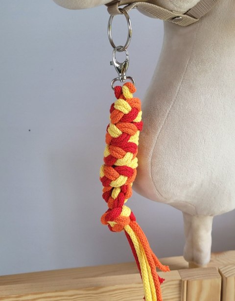 Uwiąz dla konia Hobby Horse pleciony ze sznurka - czerwony/ pomarańczowy/ żółty
