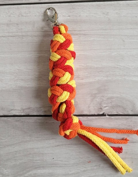 Uwiąz dla konia Hobby Horse pleciony ze sznurka - czerwony/ pomarańczowy/ żółty