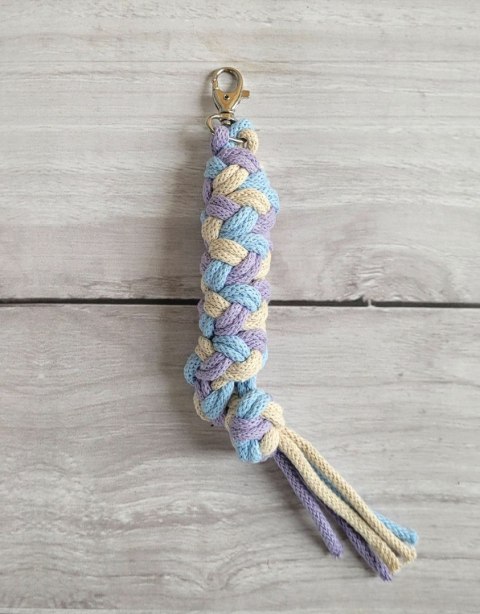 Uwiąz dla konia Hobby Horse pleciony ze sznurka - fiolet/ błękit/ jasny beż