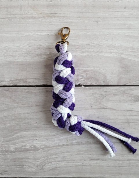 Uwiąz dla konia Hobby Horse pleciony ze sznurka - fiolet/ ciemny fiolet/ biały