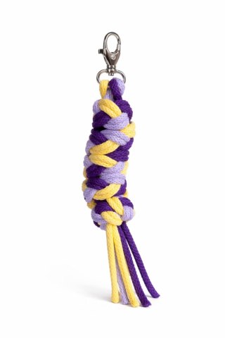 Uwiąz dla konia Hobby Horse pleciony ze sznurka - fiolet/ ciemny fiolet/ żółty