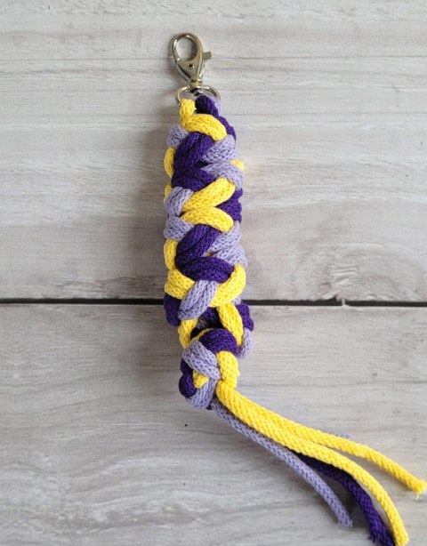 Uwiąz dla konia Hobby Horse pleciony ze sznurka - fiolet/ ciemny fiolet/ żółty